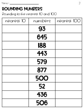 Free Rounding Numbers To The Nearest 10 And 100 Worksheets Tpt