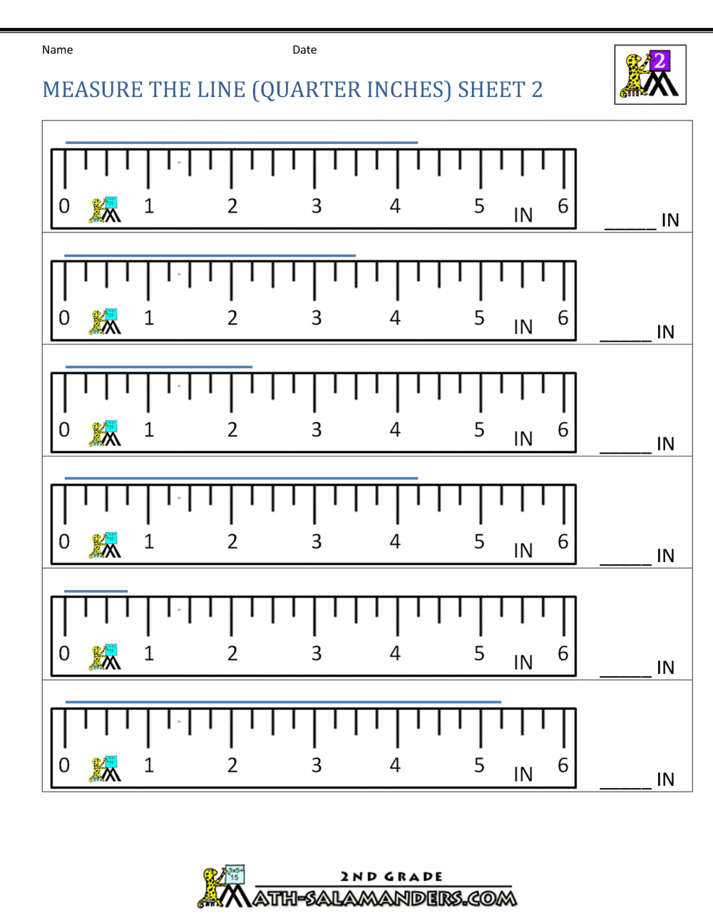 Measuring Inches Worksheet