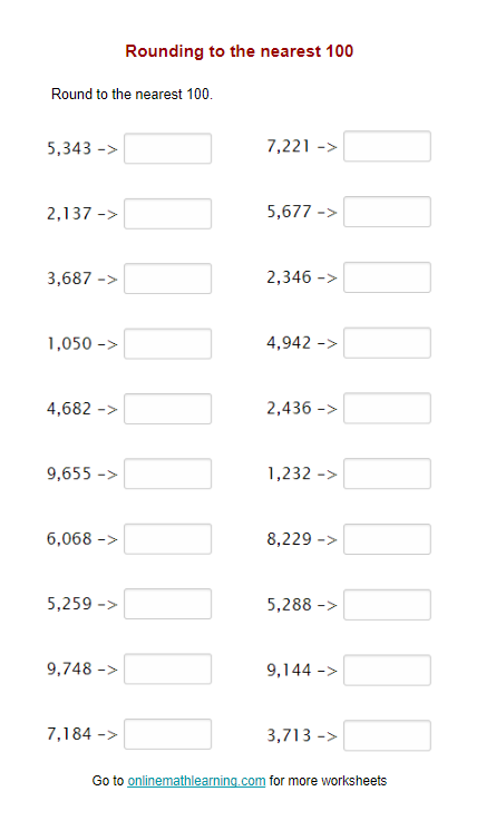 Rounding To The Nearest 100 Worksheet Printable And Enjoyable Learning